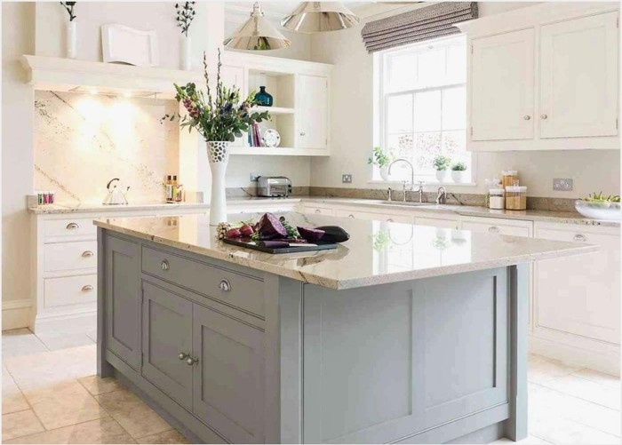 Grey cabinets with marble